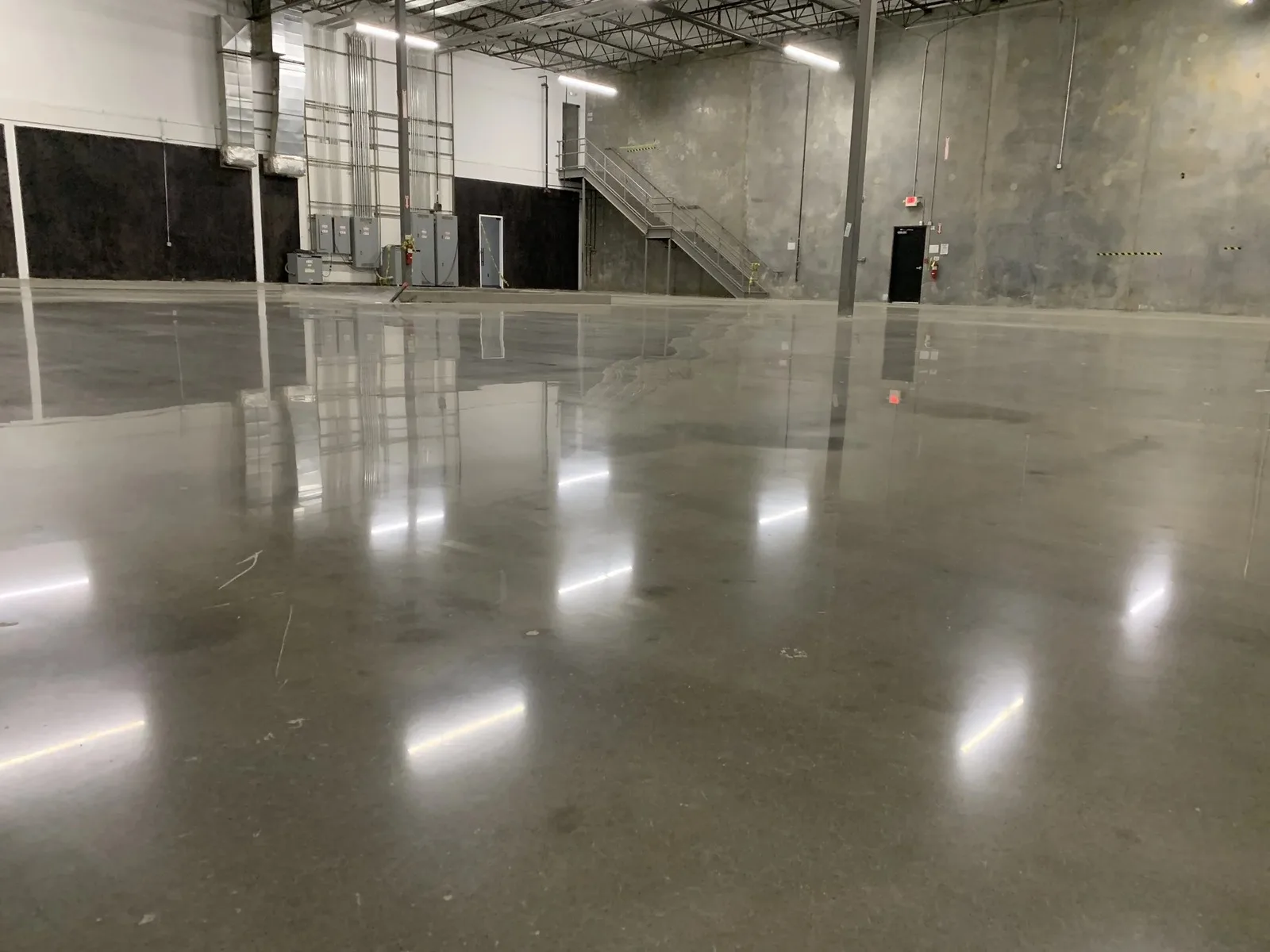 Polished concrete floor in a commercial space